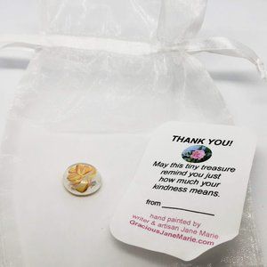 Thank you stone handpainted glass pebble with note and bag artisan Jane Marie